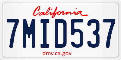 CA license plate 7MID537