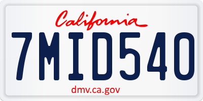 CA license plate 7MID540