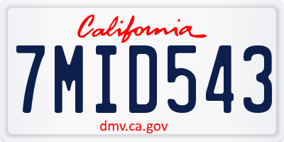 CA license plate 7MID543