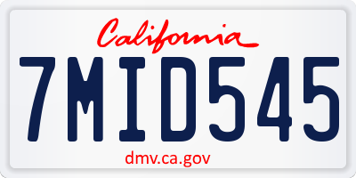 CA license plate 7MID545