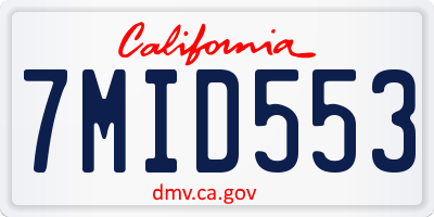 CA license plate 7MID553