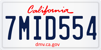 CA license plate 7MID554