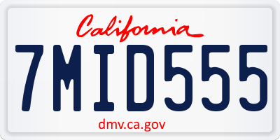 CA license plate 7MID555