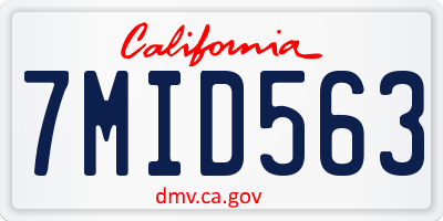 CA license plate 7MID563