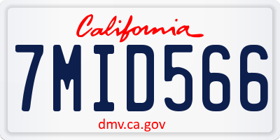 CA license plate 7MID566