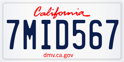 CA license plate 7MID567