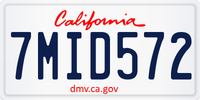 CA license plate 7MID572