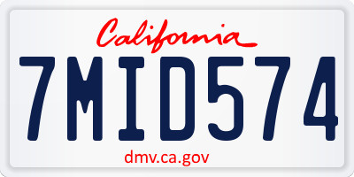 CA license plate 7MID574