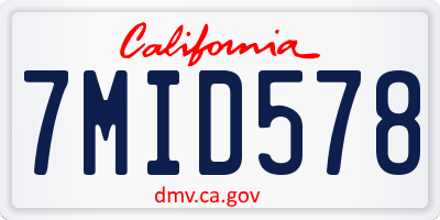 CA license plate 7MID578