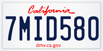 CA license plate 7MID580
