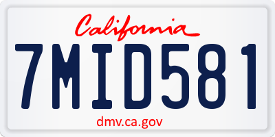 CA license plate 7MID581