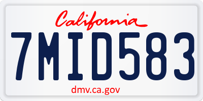 CA license plate 7MID583
