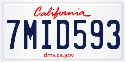 CA license plate 7MID593