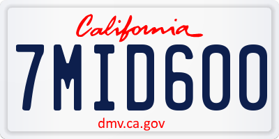 CA license plate 7MID600