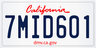 CA license plate 7MID601