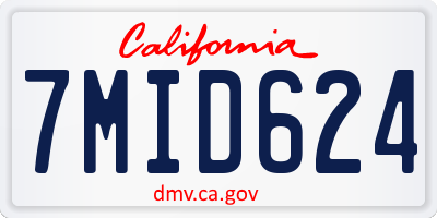 CA license plate 7MID624