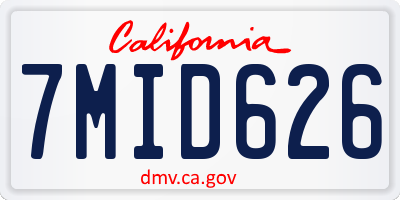 CA license plate 7MID626
