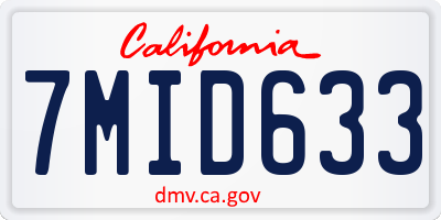 CA license plate 7MID633