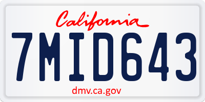 CA license plate 7MID643
