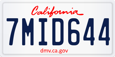 CA license plate 7MID644