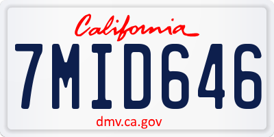 CA license plate 7MID646