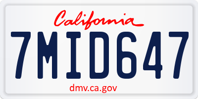 CA license plate 7MID647