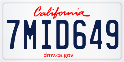CA license plate 7MID649