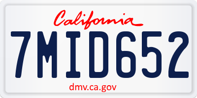 CA license plate 7MID652