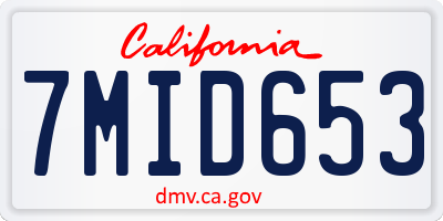 CA license plate 7MID653