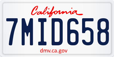 CA license plate 7MID658