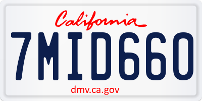 CA license plate 7MID660