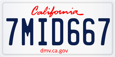 CA license plate 7MID667