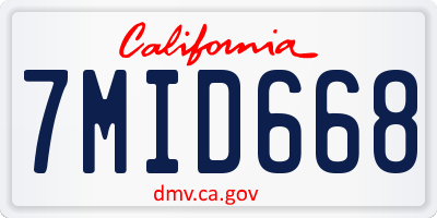 CA license plate 7MID668