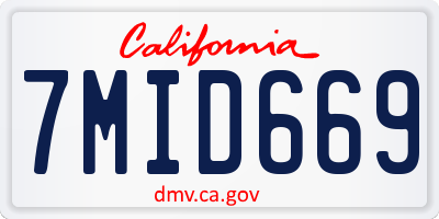 CA license plate 7MID669