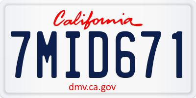 CA license plate 7MID671