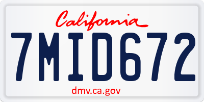 CA license plate 7MID672