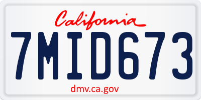 CA license plate 7MID673