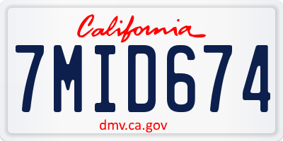 CA license plate 7MID674