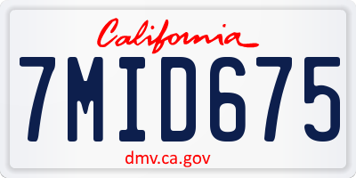 CA license plate 7MID675