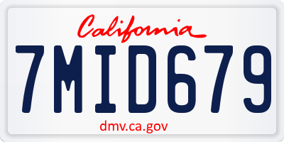 CA license plate 7MID679