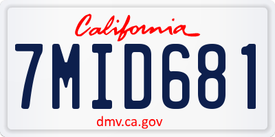 CA license plate 7MID681