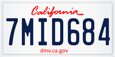 CA license plate 7MID684