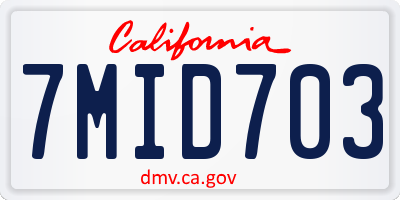 CA license plate 7MID703