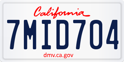 CA license plate 7MID704