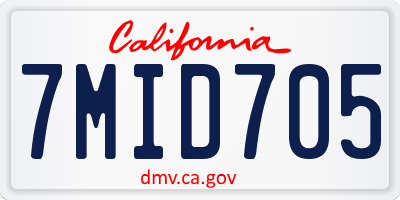 CA license plate 7MID705