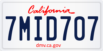 CA license plate 7MID707