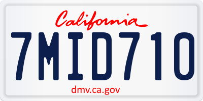 CA license plate 7MID710