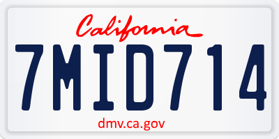 CA license plate 7MID714