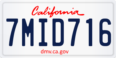 CA license plate 7MID716
