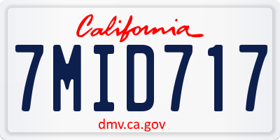 CA license plate 7MID717